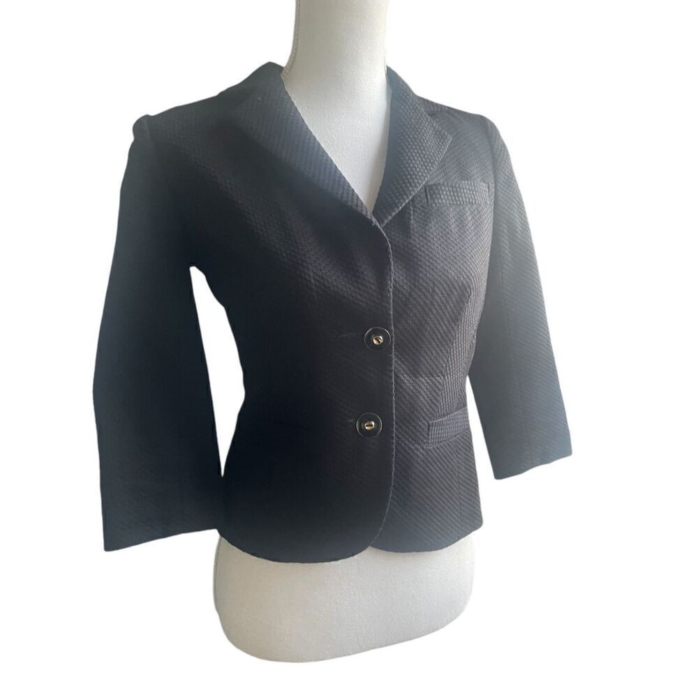 Trina Turk Solid Black Long Sleeve 2 Button Blazer Jacket Women 2